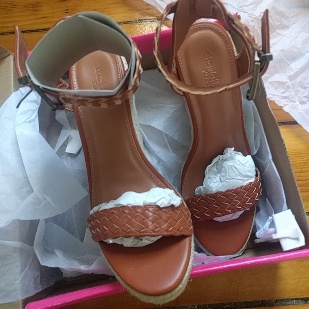 Braided two-piece wedge sandals